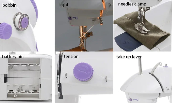 Compact Sewing Machine 202 – With Built-in Light, Cutter & Pedal | Ideal for Beginners