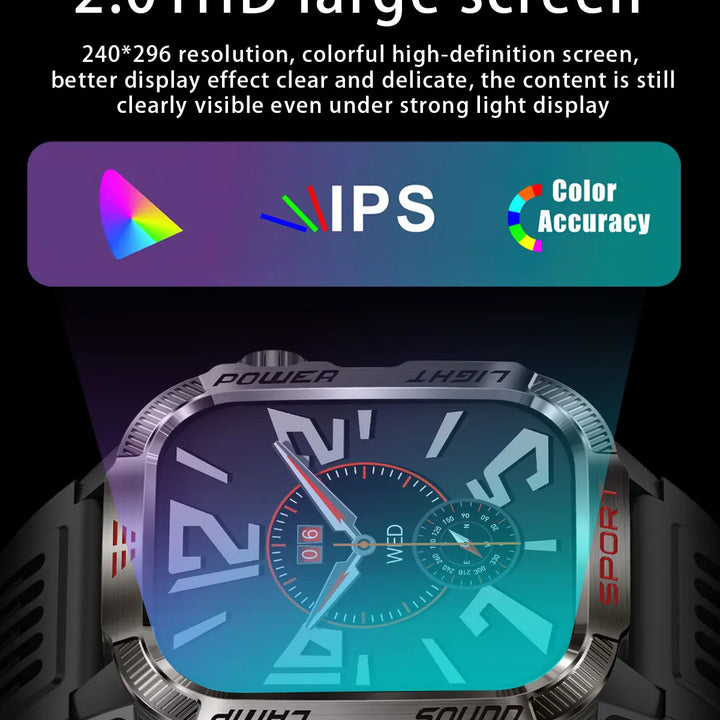 MISIRUN Smart Watch Men LED Flashlight Compass Altitude Air Pressure 100+ Sport Mode Fitness Tracker Outdoor Military Smartwatch