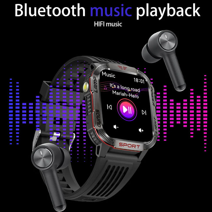 MISIRUN Smart Watch Men LED Flashlight Compass Altitude Air Pressure 100+ Sport Mode Fitness Tracker Outdoor Military Smartwatch