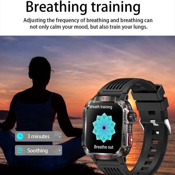 MISIRUN Smart Watch Men LED Flashlight Compass Altitude Air Pressure 100+ Sport Mode Fitness Tracker Outdoor Military Smartwatch