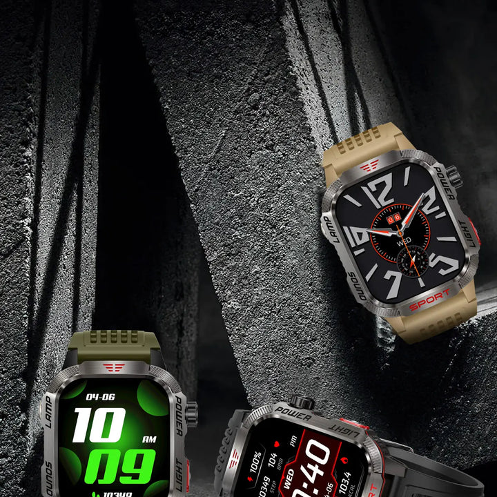 MISIRUN Smart Watch Men LED Flashlight Compass Altitude Air Pressure 100+ Sport Mode Fitness Tracker Outdoor Military Smartwatch