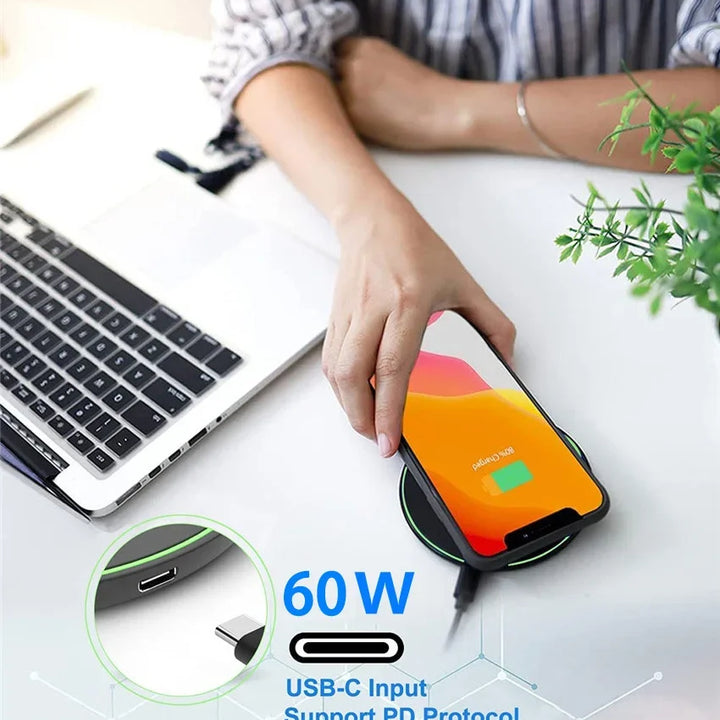 Wireless Charger USB C Fast Charging Pad Station Quick Charge QC 3.0 For iPhone 14 13 12 11 XS XR X 8 Samsung S22 S21 S20 S9
