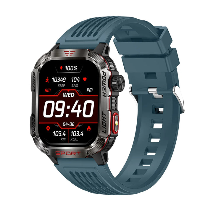 MISIRUN Smart Watch Men LED Flashlight Compass Altitude Air Pressure 100+ Sport Mode Fitness Tracker Outdoor Military Smartwatch