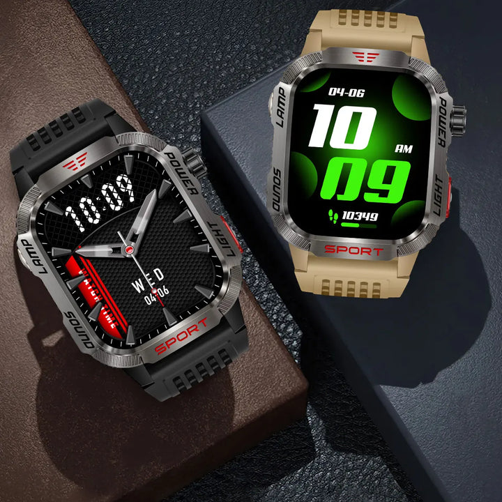 MISIRUN Smart Watch Men LED Flashlight Compass Altitude Air Pressure 100+ Sport Mode Fitness Tracker Outdoor Military Smartwatch